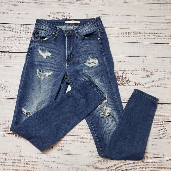 Kancan Kan Can Women's High Rise Destroyed Skinny Distressed Jeans - Size 25 - Picture 13 of 13